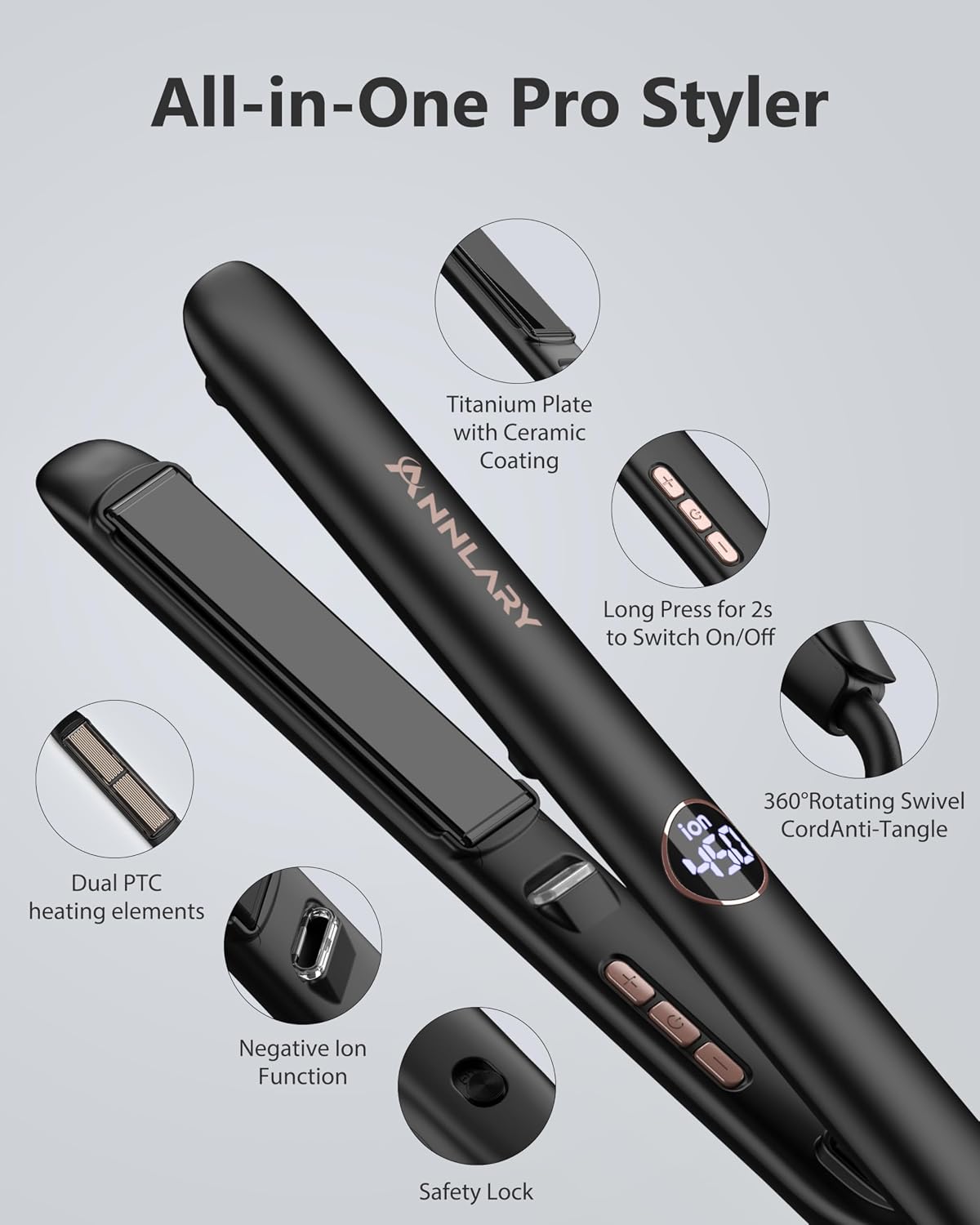 ANNLARY 1 Inch Hair Straightener Flat Iron - Image 8