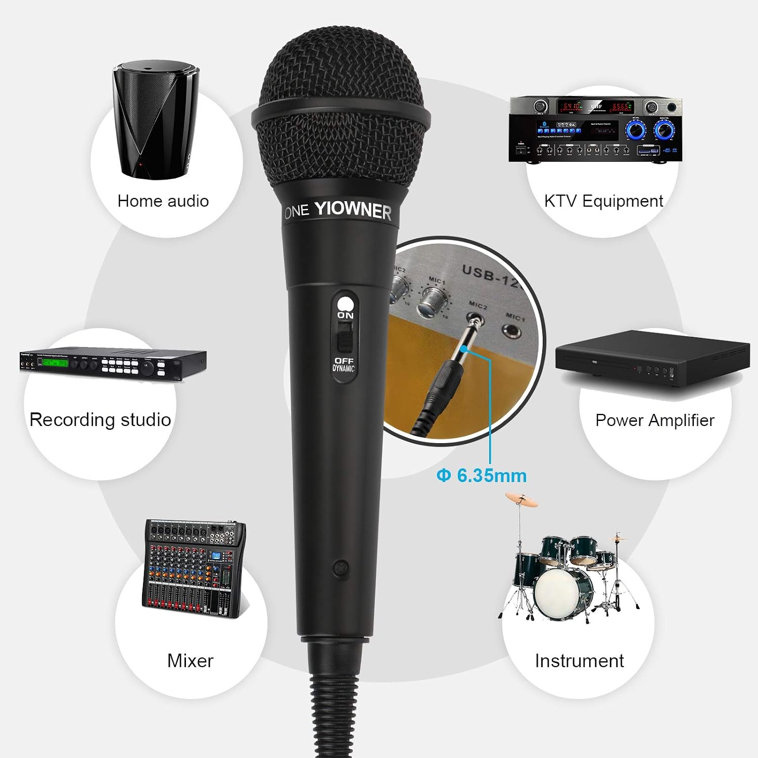 Wired Microphone, Karaoke Handheld Microphone for Singing, Mic Karaoke with 2.5m Cable, Vocal Dynamic Mic for Speaker, AMP, Mixer, DVD - Image 3