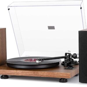 1 BY ONE Bluetooth Turntable HiFi System with 36 Watt Bookshelf Speakers