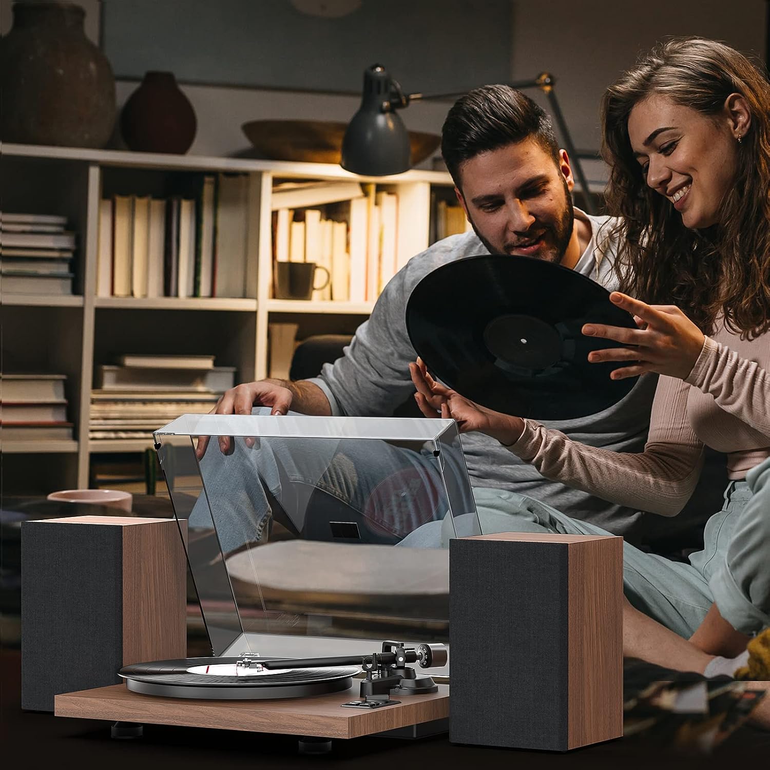 1 BY ONE Bluetooth Turntable HiFi System with 36 Watt Bookshelf Speakers - Image 7