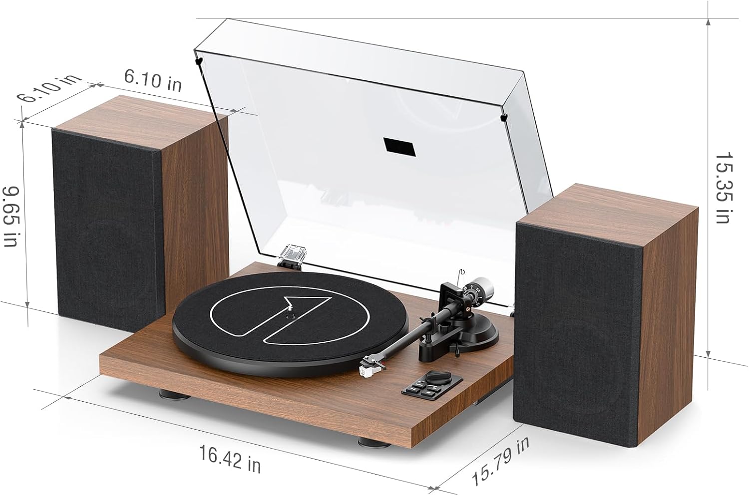 1 BY ONE Bluetooth Turntable HiFi System with 36 Watt Bookshelf Speakers - Image 8