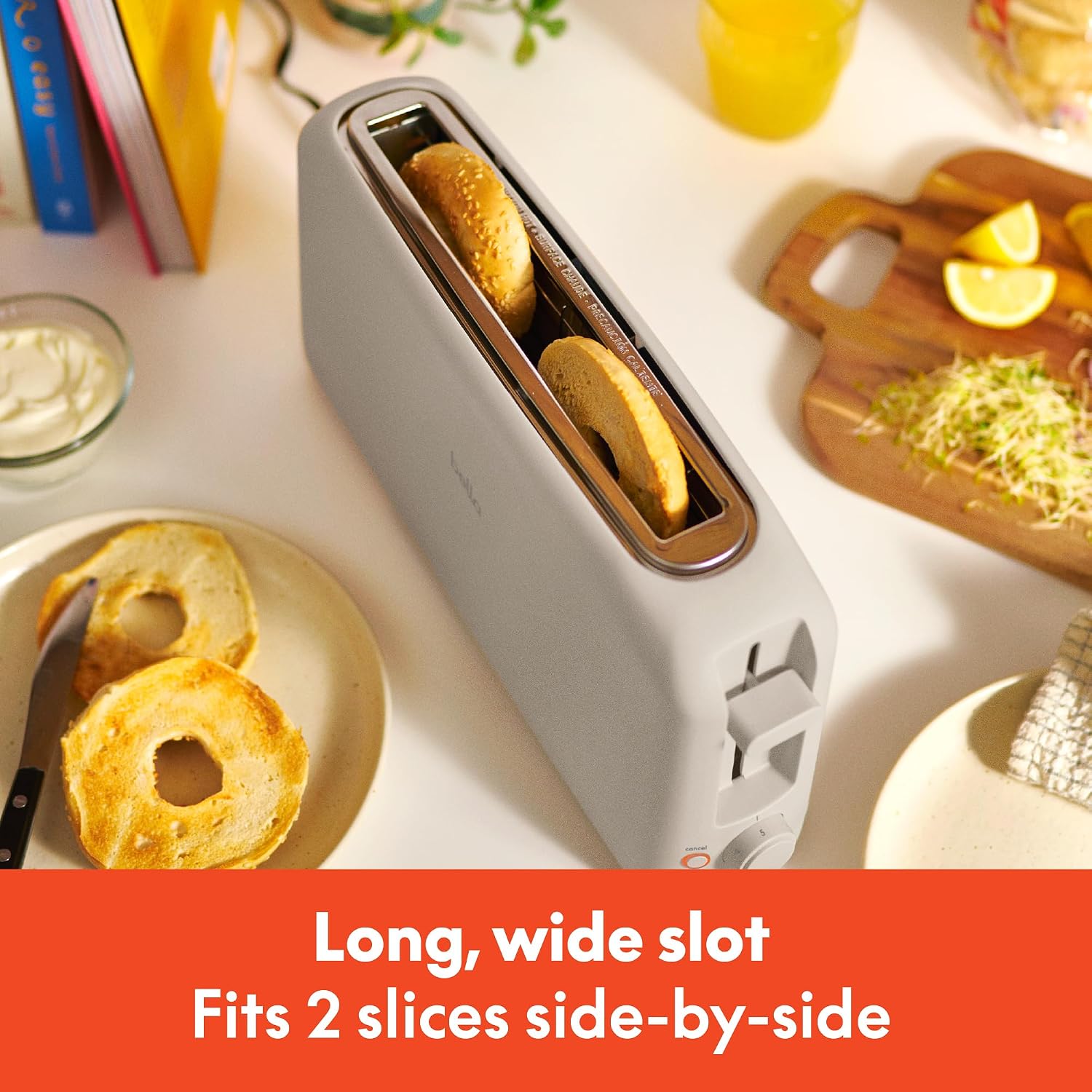 bella Fits-Anywhere™ 2-Slice Slim Toaster, Long Slot & Extra Wide, Oatmilk - Image 4