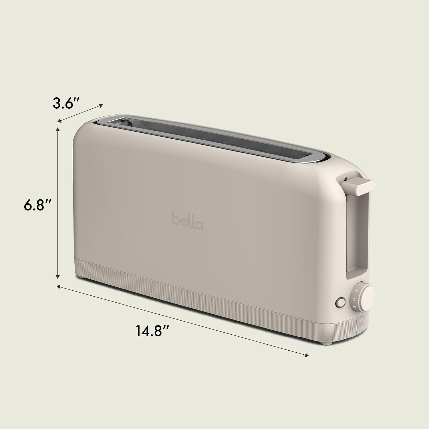 bella Fits-Anywhere™ 2-Slice Slim Toaster, Long Slot & Extra Wide, Oatmilk - Image 8