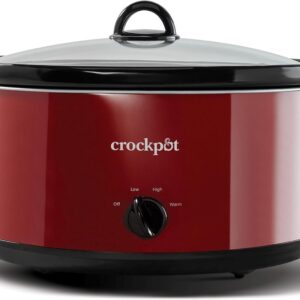 Crock-Pot 8-Quart Manual Slow Cooker, XL Family Size Serves 10+ People, Removable Stoneware with Warming Setting, Dishwasher Safe for Easy Cleanup, Red